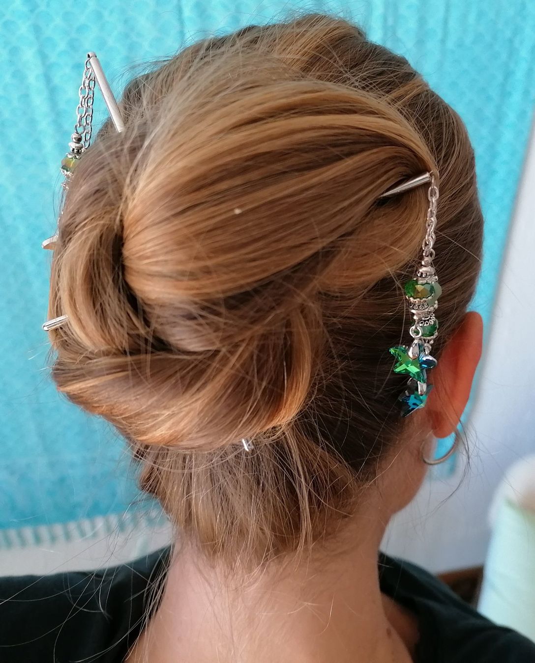 Accessori per capelli: Haarstabpaar silberfarben Seesterne grün – Usato da Liebefeld venduto da Ochotona 3
