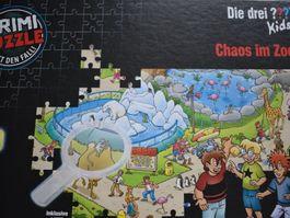 Die drei ??? Kids Krimi Puzzle Chaos im Zoo 150 T. wie neu!