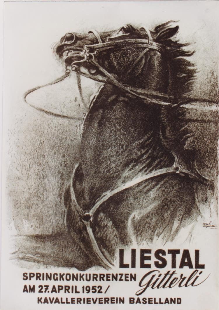 Poster & Bilder: PFERDERENNEN LIESTAL 1952 - Original Plakat – Gebraucht aus Blonay von postercollection