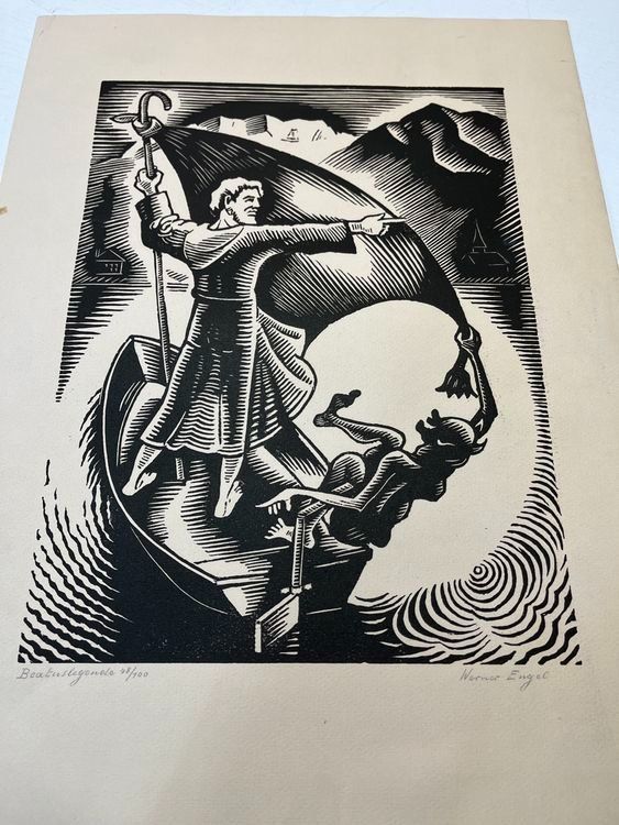 Xilografie: WERNER ENGEL HOLZSCHNITT SIGNIERT NUMMERIERT – Usato da Gersau venduto da grafik-kunst 2