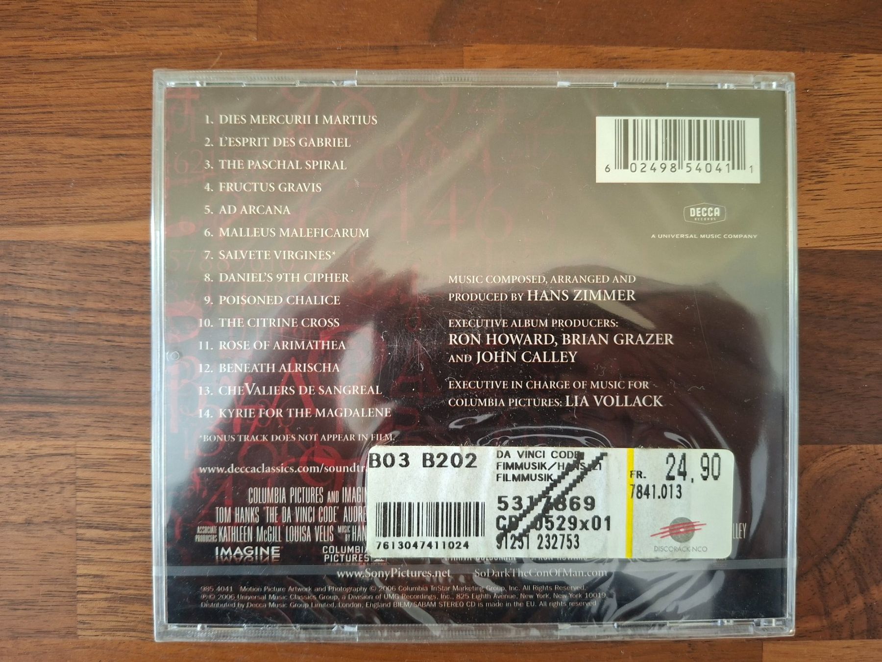 CDs: CD The Da Vinci Code - Soundtracks / Komponist Hans Zimmer – Neu und originalverpackt aus Boniswil von Totomat-Lady2 1