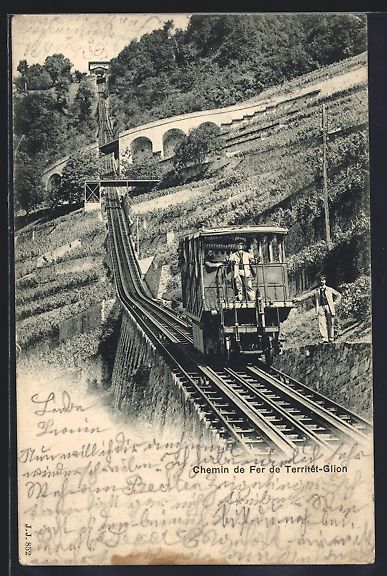 Cartoline postali: Glion, Chemin de Fer de Territet-Glion,  – Usato da Berlin venduto da bartko-reher