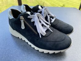 paul green Leder Sneaker 4.5 Gr. 37.5 Dunkelblau/Silber