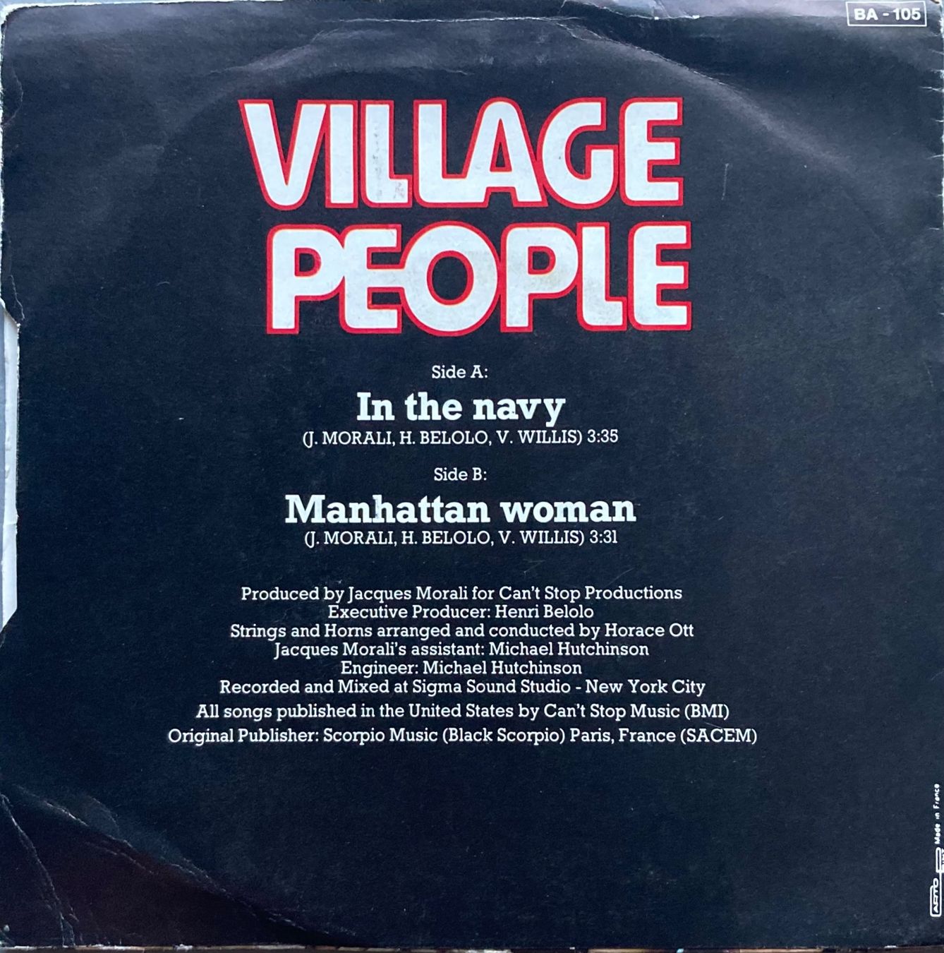 Dischi in vinile: VILLAGE PEOPLE - IN THE NAVY – Usato da Poliez-Pittet venduto da Newtown-Records 1