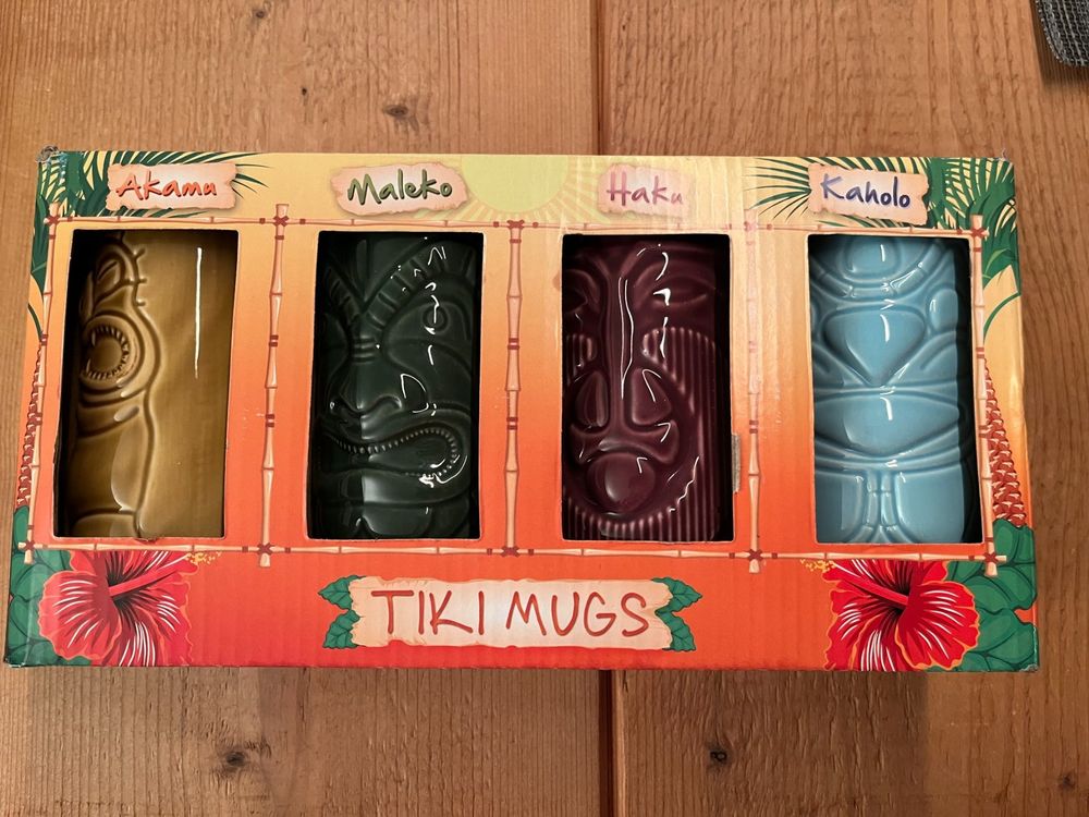 8x Tiki-Tassen Aus Kunststoff – 500 Ml, Transparent, Mit Tiki-Gesicht-Design, Für Cocktails