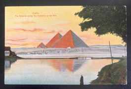 AK Cairo. The Pyramids during the inundation of the Nile