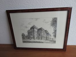 Graz Opernhaus, Lithographie E.A. Künstlerexemplar
