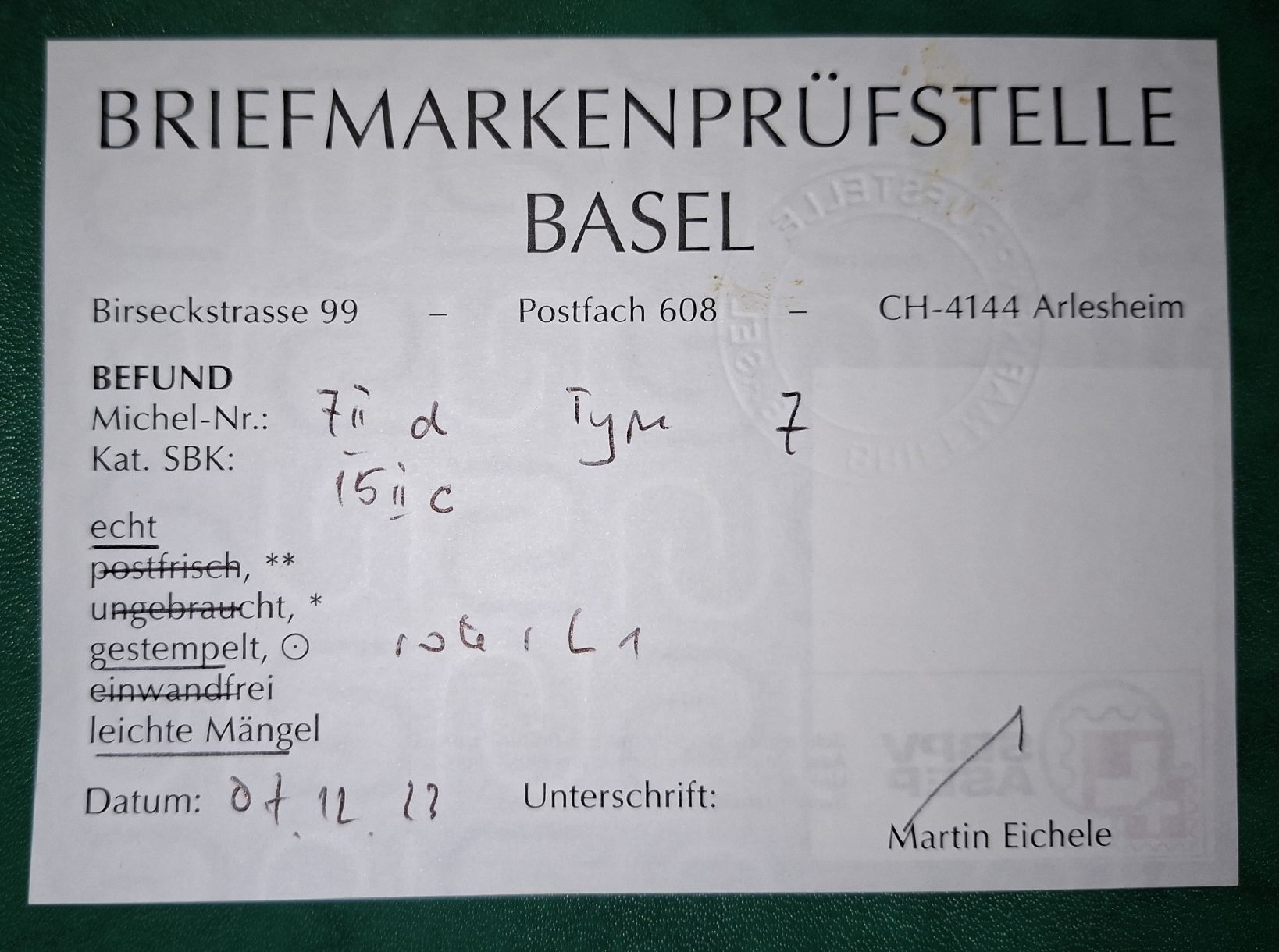 Tutti i francobolli: Rayon 15II Typ 7 15IIc mit Befund Kat. 900.- – Usato da Balgach venduto da SIMEON27 3