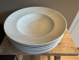 8 Stk. Arzberg Suppenteller/Pastateller, weiss, neuwertig