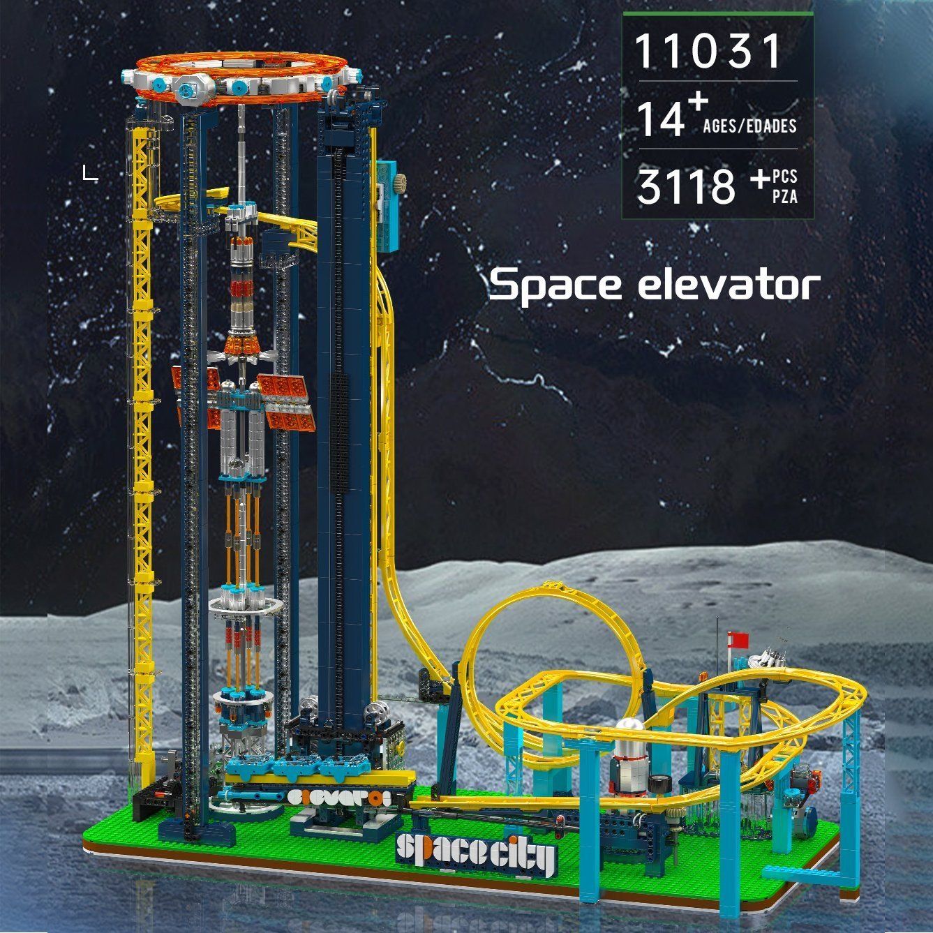Mould King Kit di costruzioni: MOULD KING-11031-Space Elevator-Riesen-Achterbahn – Nuovo (secondo la descrizione) da Arboldswil venduto da Lubber