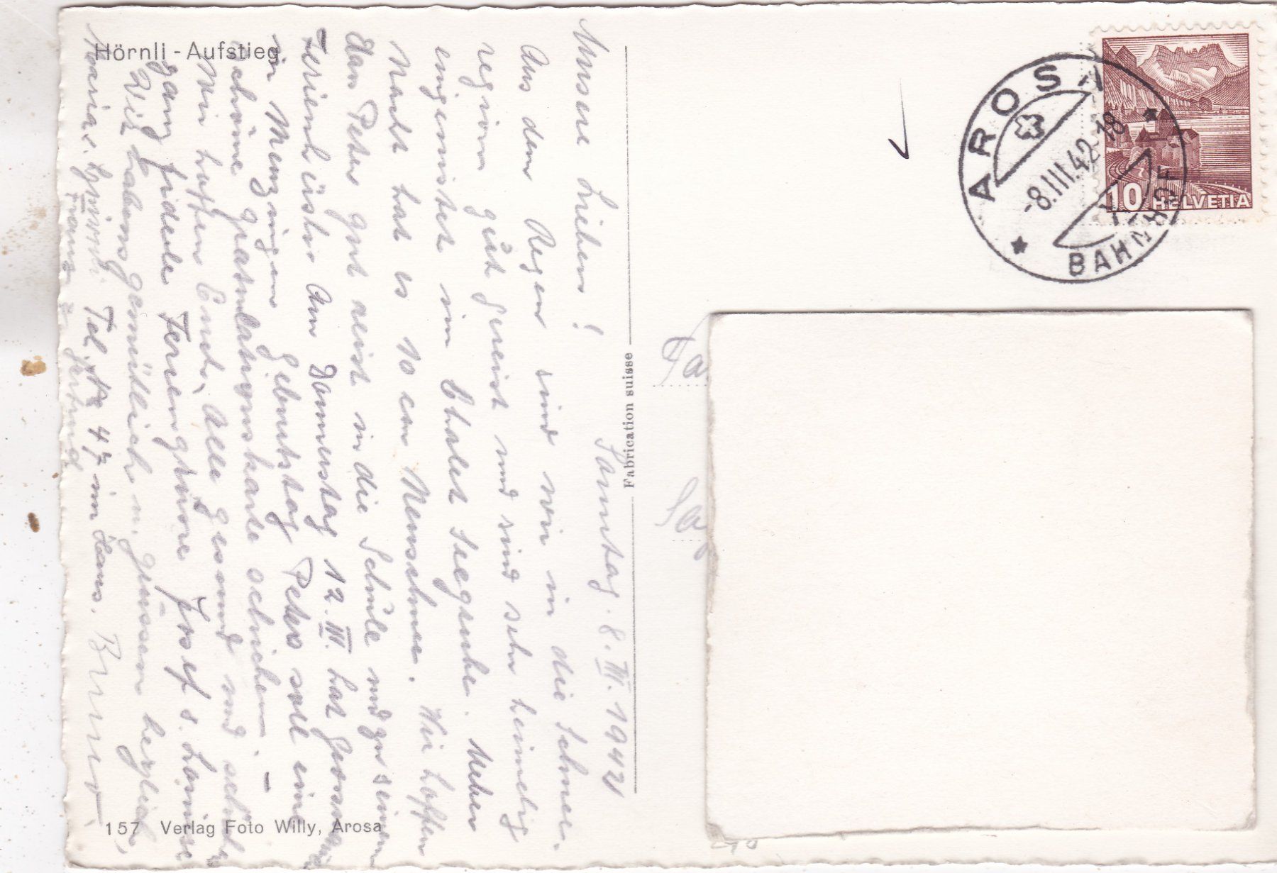 Cartes postales: Arosa Hörnli Aufstieg 1942 – D'occasion à Herisau par Lisegrat2008 1