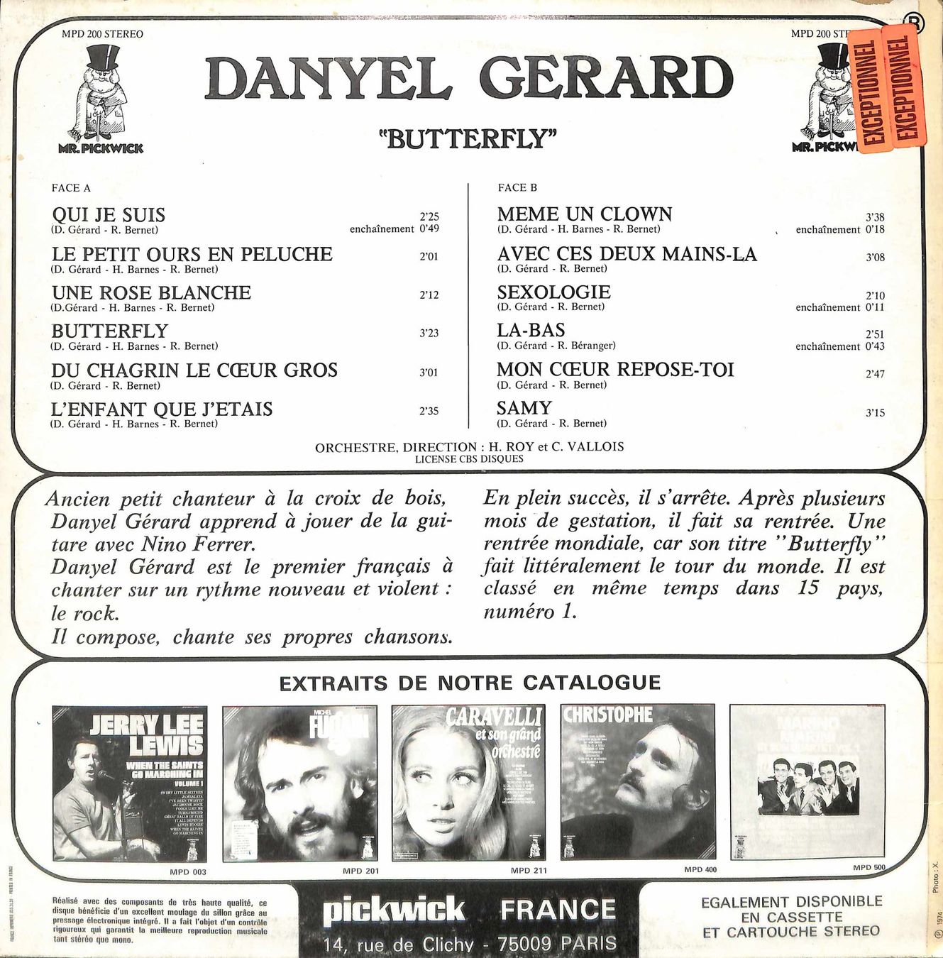 Vinyles: LP: Daniel Gerard - Butterfly – D'occasion à Trimmis par Dres2 1