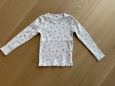 Mädchen Langarm Shirt Gr. 110/116 weiss Blumen
