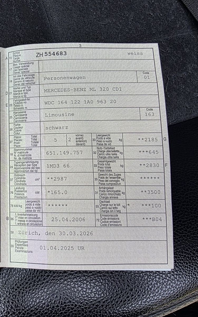 Mercedes-Benz Automobili: Sehr Schöner ML  320 CDI – Usato da Gerlafingen venduto da dar_5pbj 9