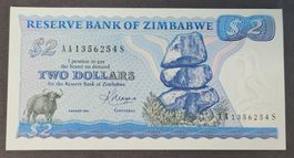2 DOLLARS / ZIMBABWE 1983 (BANKFRISCH)