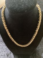 Halskette goldfarben vergoldet geflochten 22 cm Zustand gut