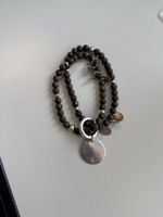 Bronzit-Armband mit Silber-Charms
