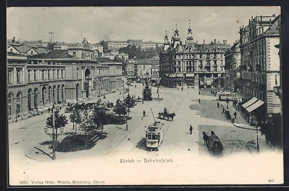 Cartoline postali: Zürich, Bahnhofplatz mit Strassenbahn – Usato da Berlin venduto da bartko-reher