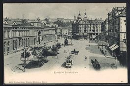Zürich, Bahnhofplatz mit Strassenbahn
