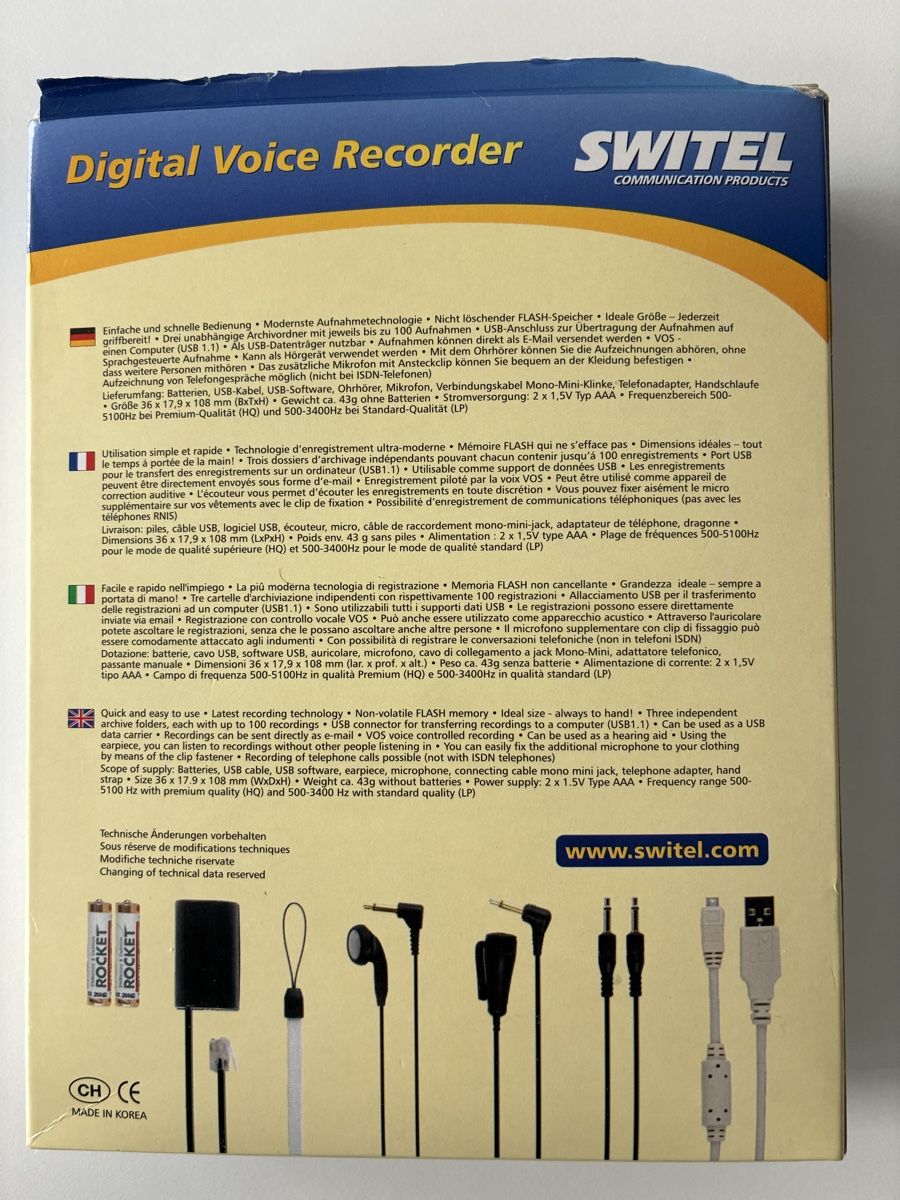 Registratori: Switel Digital Voice Recorder, Diktiergerät  – Usato da Chur venduto da Knokno199 1