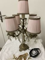Vintage Tischlampe, Bronze mit KristallSchirmchen