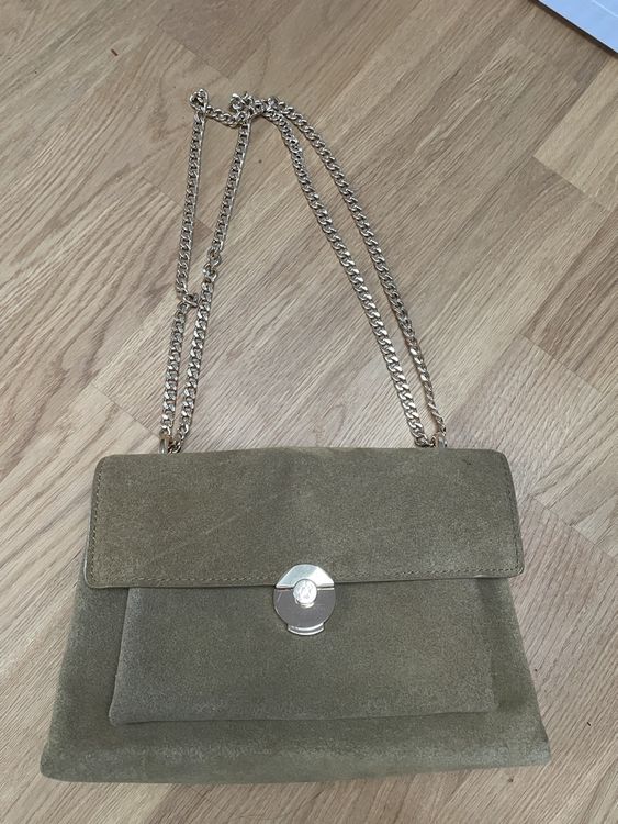 Mango Handtasche Wildleder Leder Tasche Braun Beige (Gebraucht) in
