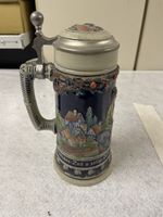 Antiker Bierkrug mit Zinndeckel, Original Thewald 🍻 (50)