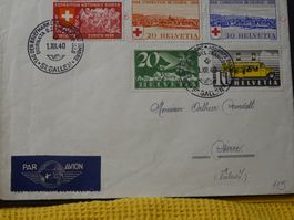 1.XII.40, FLUGPOSTBRIEF; PAR AVION NACH SIERRE MIT VIGNETTE