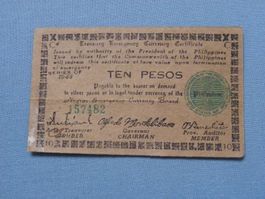 Philippinen 10 Pesos Notgeld 1944 - Selten! Top Zustand