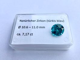 Grosser natürlicher Zirkon 7.17 Karat türkis Brillantschliff