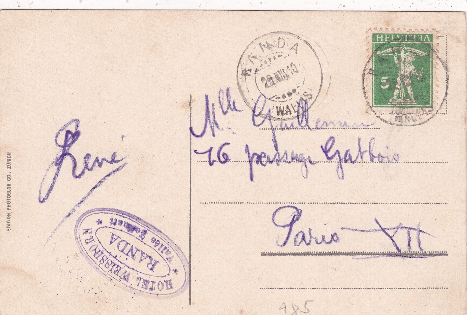 Cartoline postali: Kulmhotel Gornergrat 1910 – Usato da Herisau venduto da Lisegrat2008 1