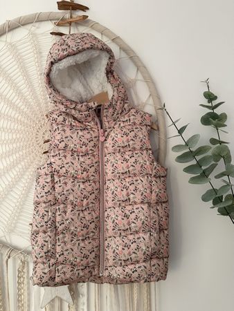 Mädchenweste mit Kapuze, Schmetterlingmuster, Gr. 128 *NEU
