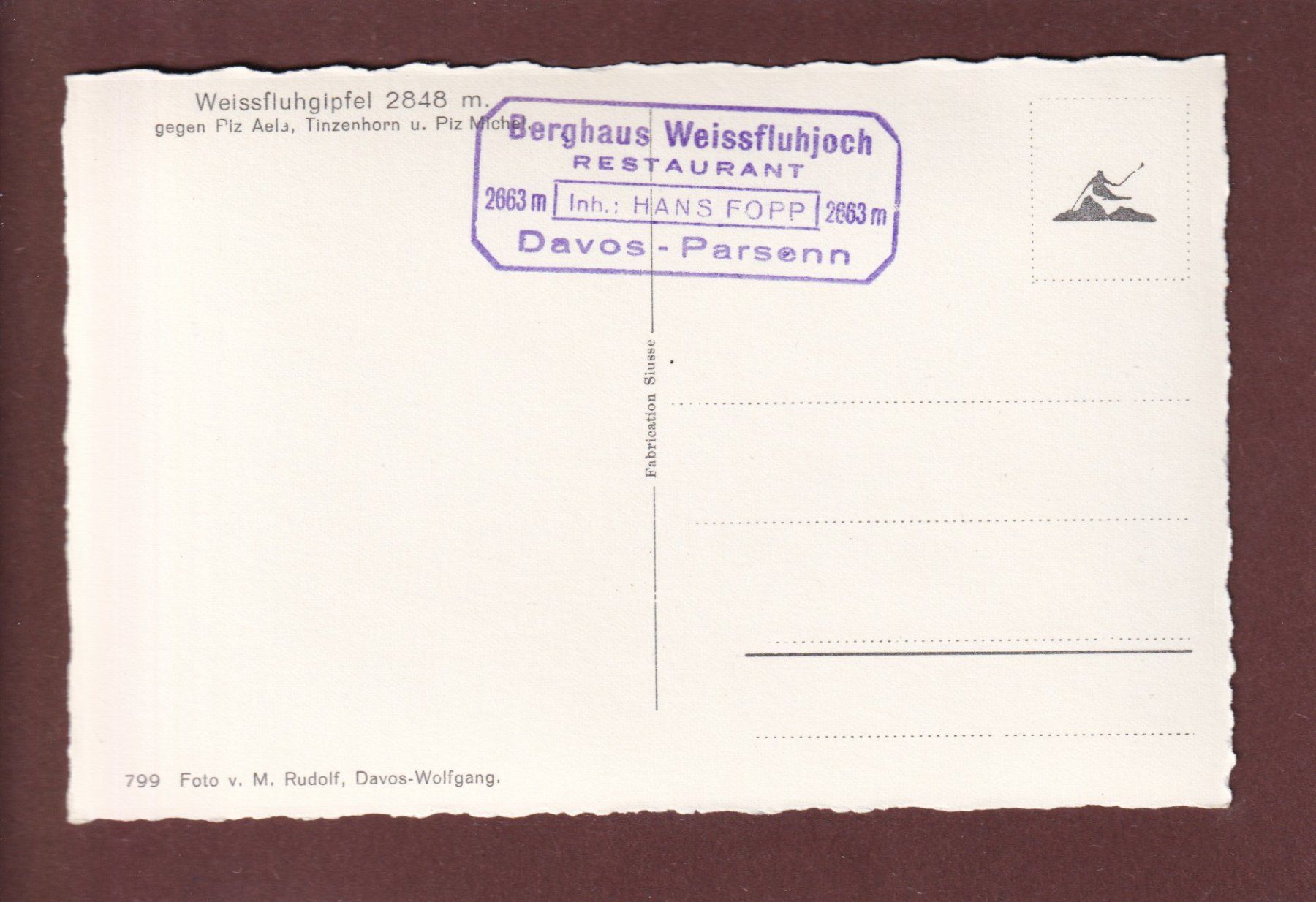 Cartoline postali: WEISSFLUH-GIPFEL - Leute – Usato da Pully venduto da nicecards 1