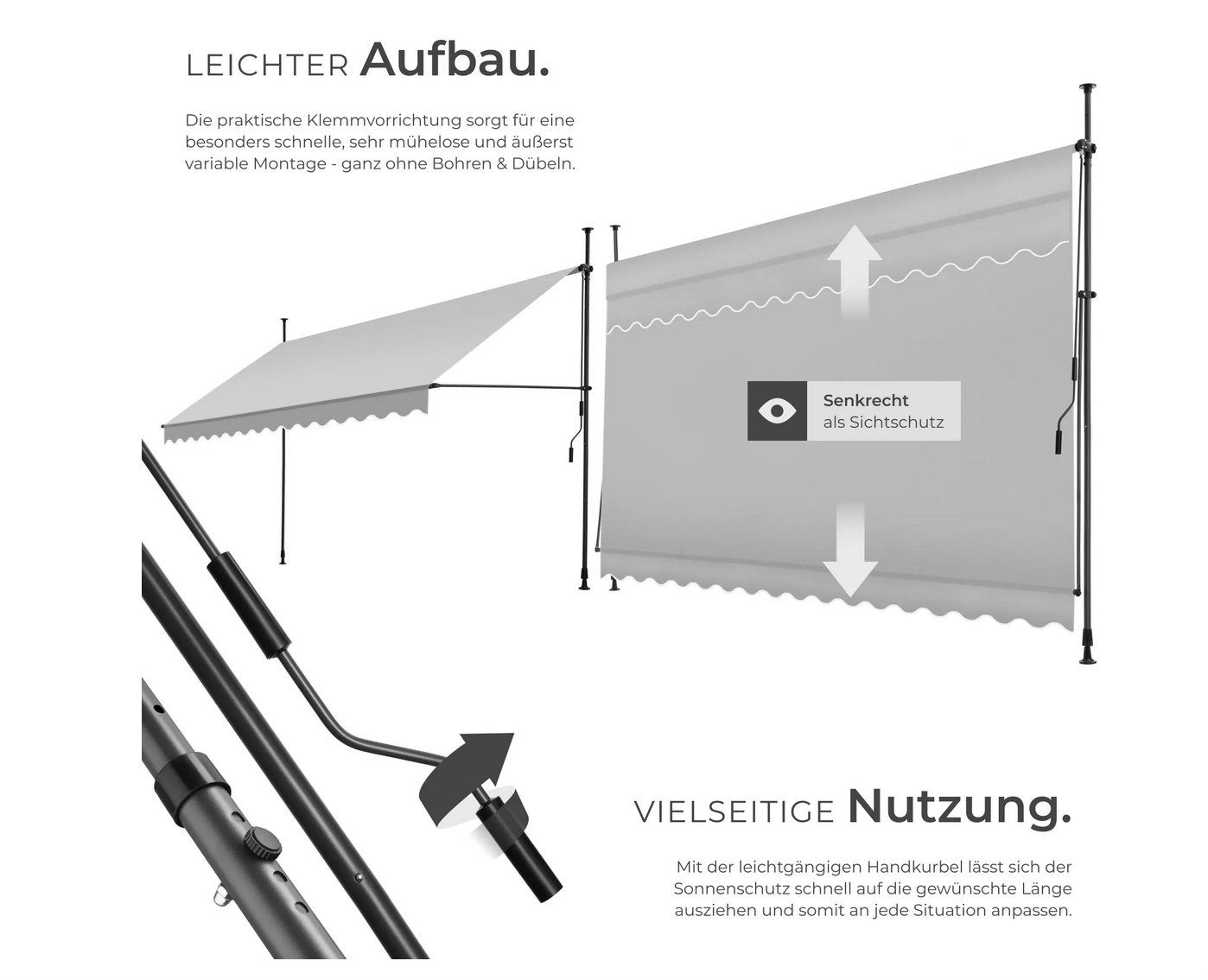 Markisen: Klemmmarkise hellgrau 400 x 180 cm – Neu (gemäss Beschreibung) aus Steinhausen von Retourenprofis 5