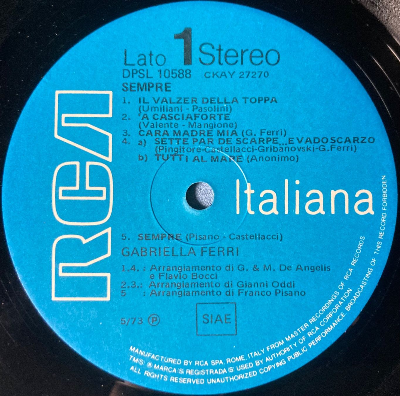 Dischi in vinile: GABRIELLA FERRI - SEMPRE – Usato da Poliez-Pittet venduto da Newtown-Records 2