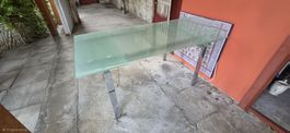 Esstisch Glas Metall Untergestell Rechteckig, ausziehbarer 