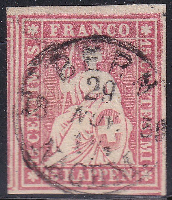 Alle Briefmarken: 1854/62 STRUBEL Zst.Nr.24D – Gebraucht aus geneve von philatelie-marchand