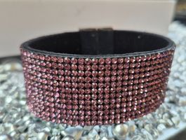 Bracciale con strass rosa, chiusura magnetica
