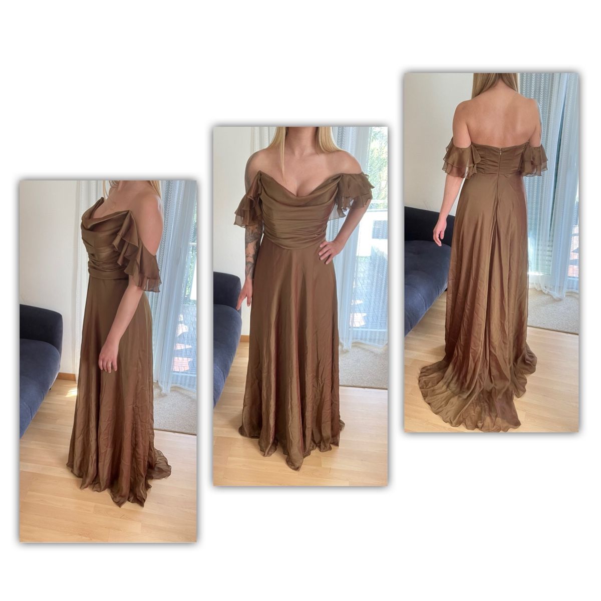 Kleider: Elegantes Abendkleid - Bronze/ Gold = bicolor-effekt. – Neu und originalverpackt aus Zuchwil von Duygu3506