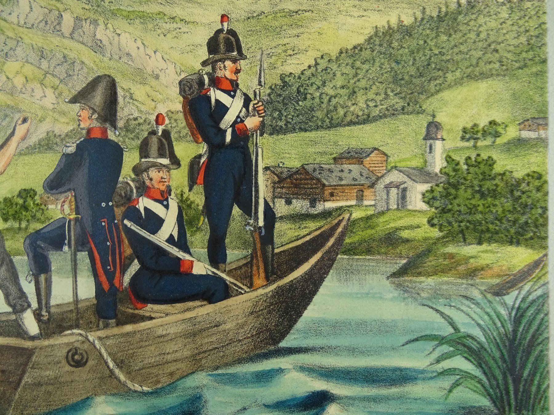 Grafica & Litografie: UNTERWADNER MILIZEN LITHOGRAPHIE UM 1890 – Usato da Grüningen venduto da Kartensammler 3