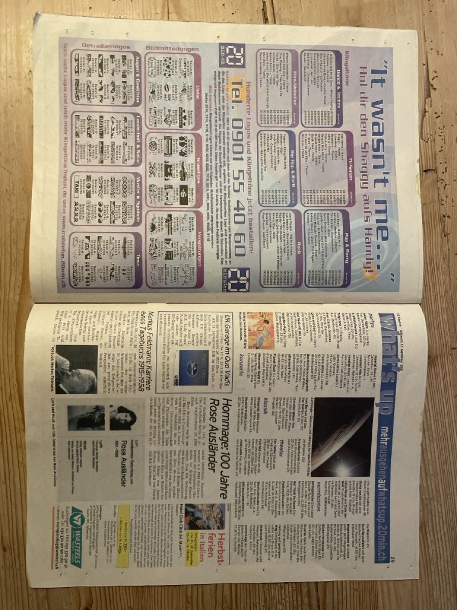 Zeitschriften & Magazine: 20 Minuten 12.09.2001 – Neu (gemäss Beschreibung) aus Bern von hitch277 2