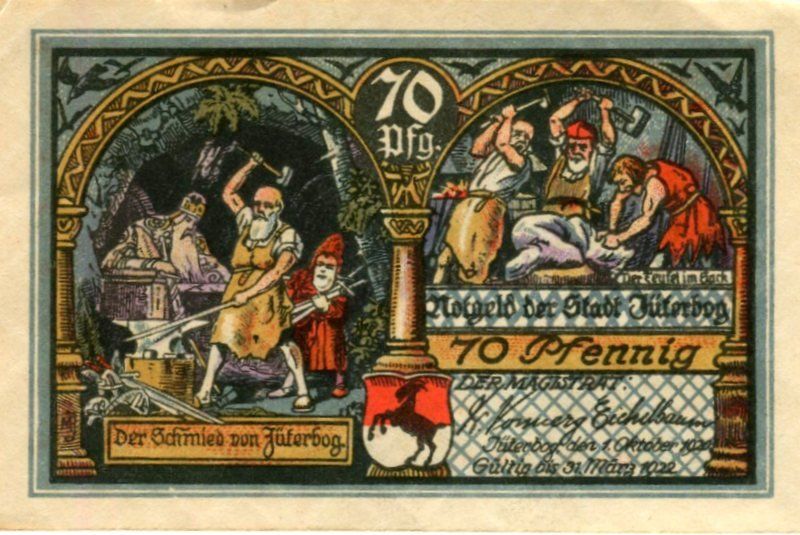 Banconote: Notgeld "70 Pfennig. Jüterbog 1920" – Usato da Basel venduto da Butsch5