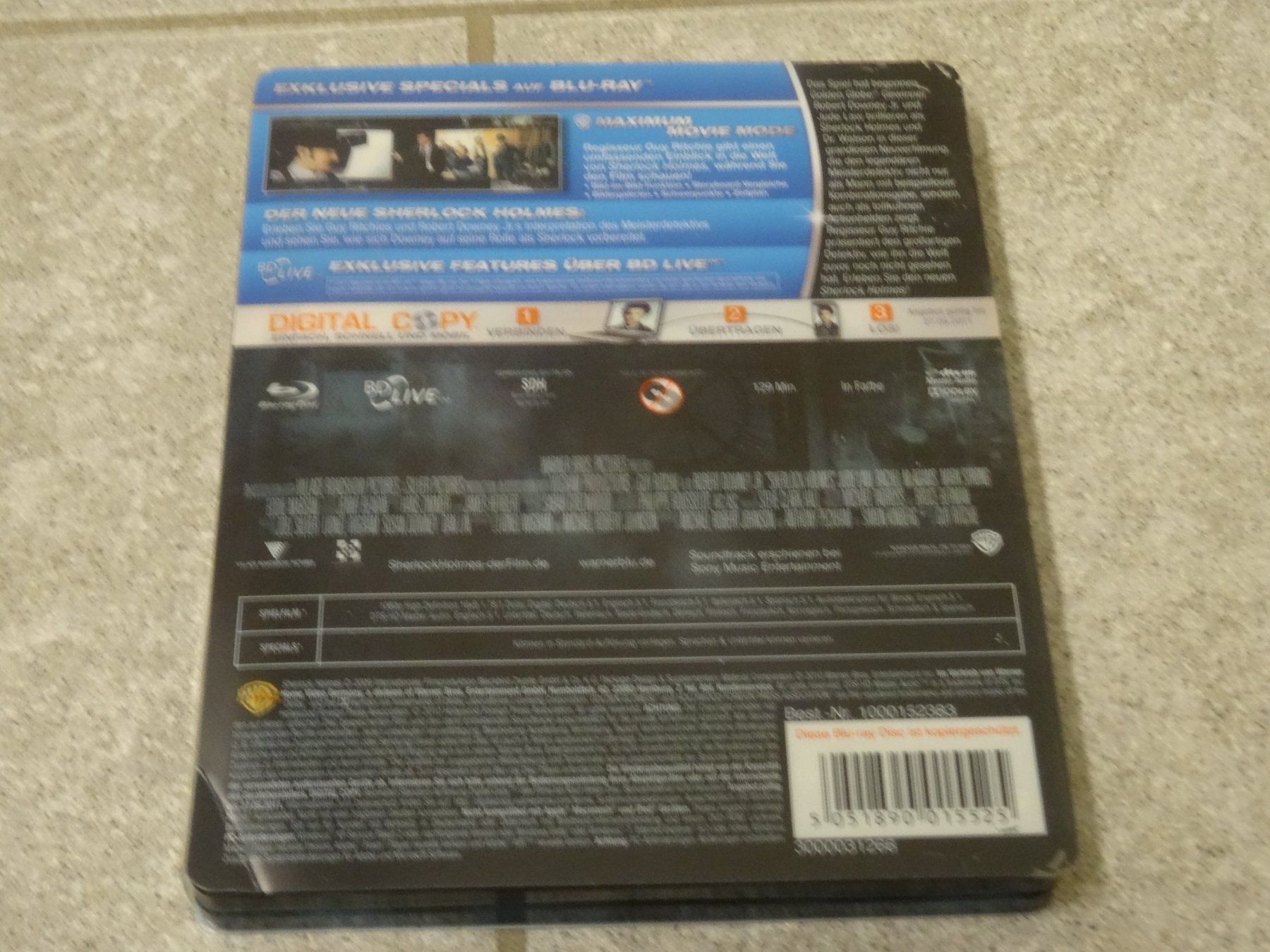 Tutti i DVDs: Sherlock Holmes Blu-ray mit Robert Downey STEELBOOK – Nuovo e nell'imballaggio originale da Olten venduto da Disc-Verkauf 1