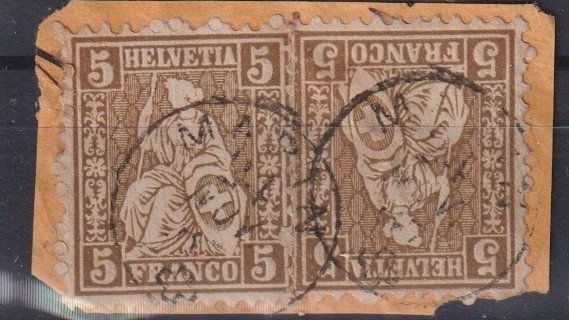 Alle Briefmarken: Sitzende Helvetia  2 X 5 Rp, V-O++++ – Gebraucht aus Samnaun-Compatsch von Muckimu