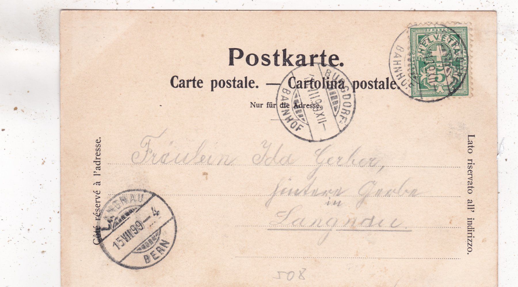 Ansichtskarten: Burgdorf 1899 – Defekt aus Herisau von Lisegrat2008 1