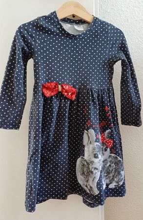Mädchen Kleid mit Hasen Motiv Grösse 98Top Zustand!