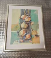 Originales Knoblauch Aquarell, gerahmt, Top Zustand!
