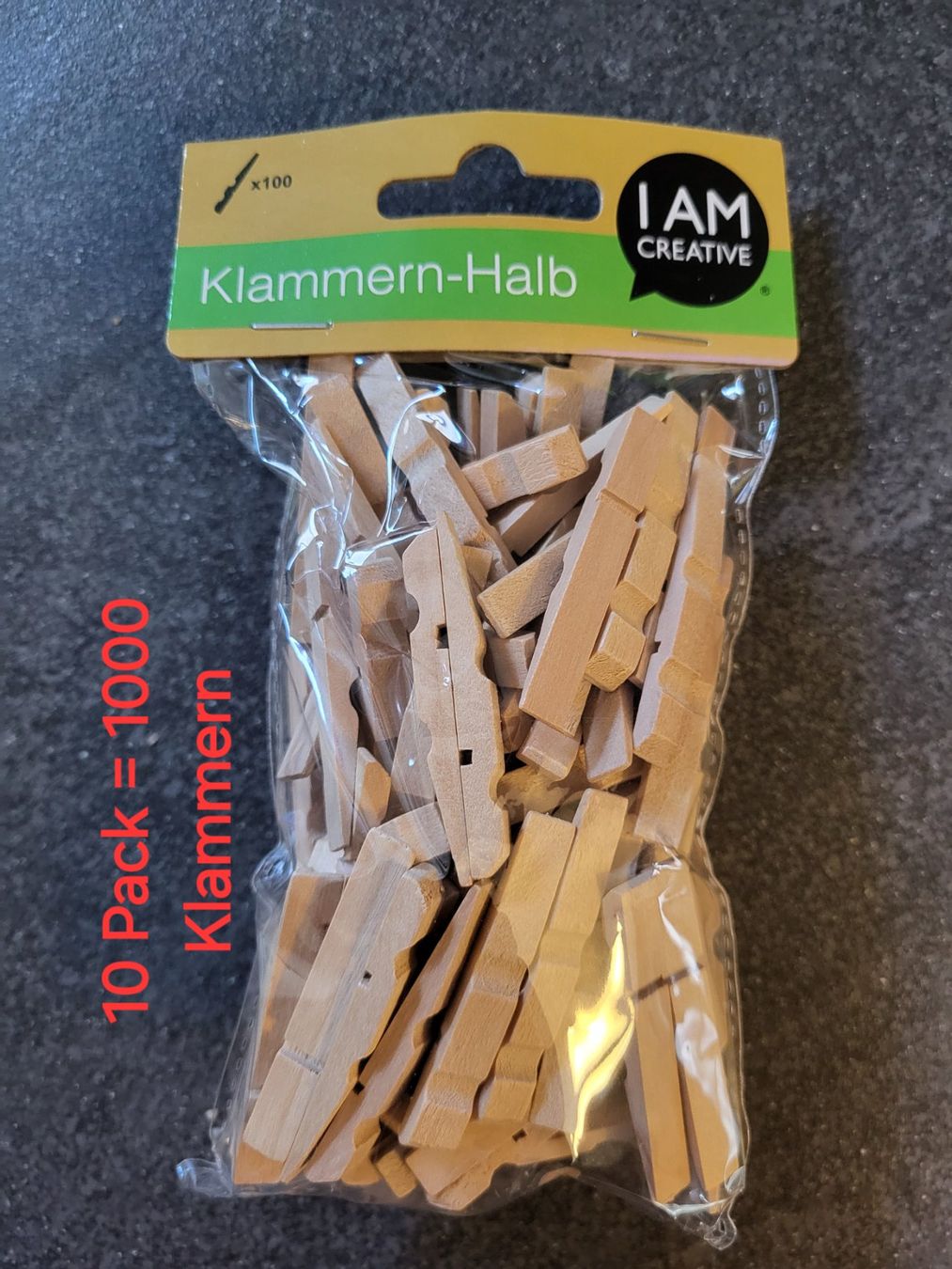 Bastelsets: Holzklammern - Halb 48mm 1000 Stück – Neu und originalverpackt aus Strengelbach von maskil