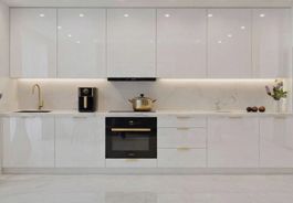 Küchenzeile LIEA 300 cm MDF Weiß Hochglanz