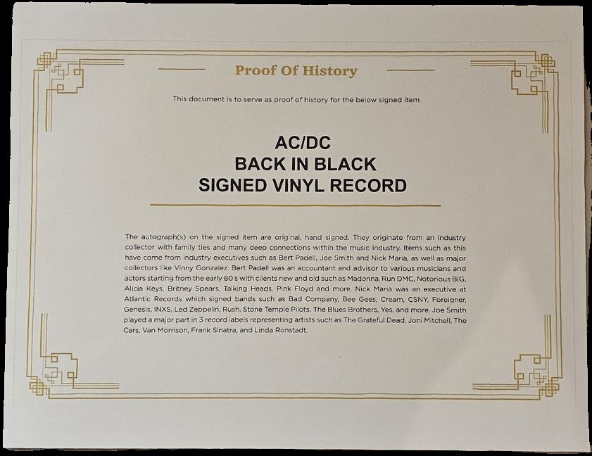 Autografi: AC/DC Back in Black Full signed Autograph + COA – Usato da Payerne venduto da UpPower 2